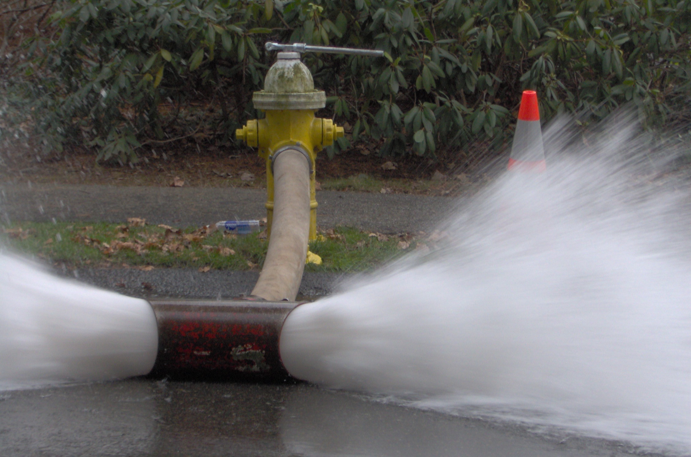 Fire hydrants with water coming out of it