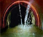 Pipe with water flowing in