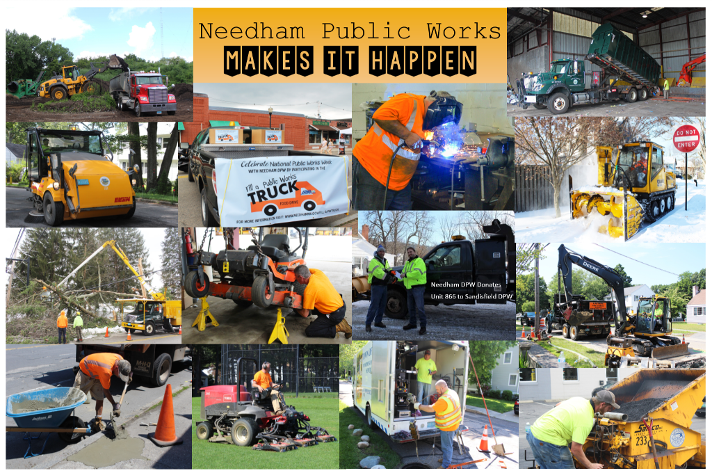 public works employees doing street work, driving heavy equipment, plowing